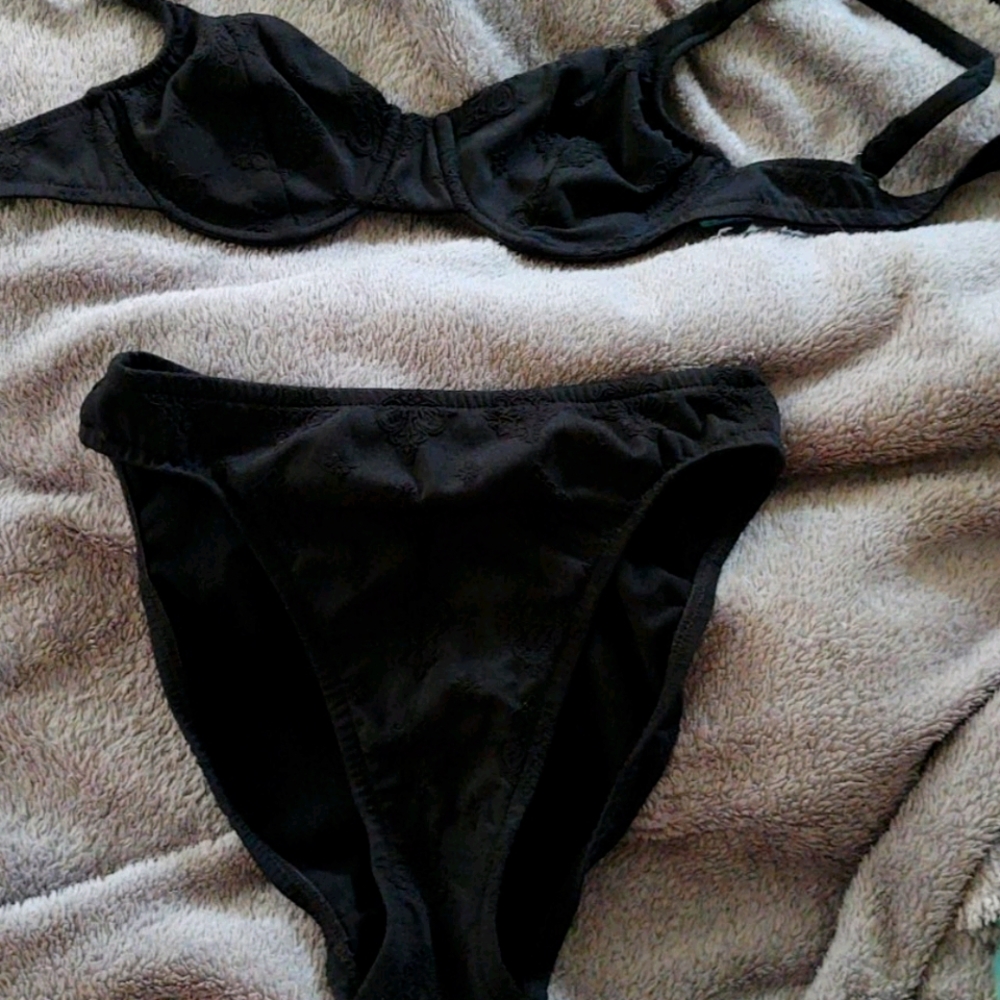 NWOT black embellished bikini